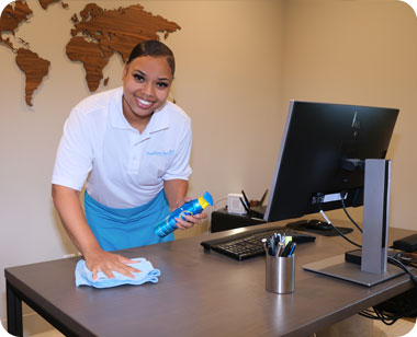 cleaner cleaning an office